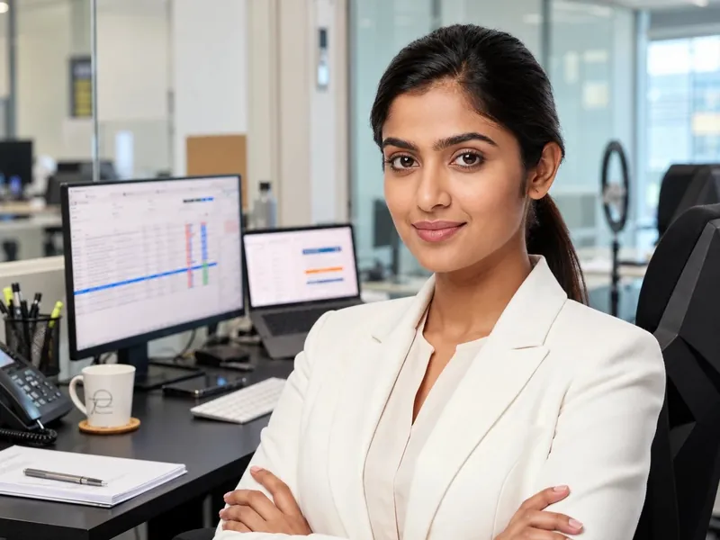 An assistant at her desk with the rent roll open on her screens